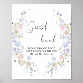 Spring Paarse Roze Wildflower Guestbook Sign Poster