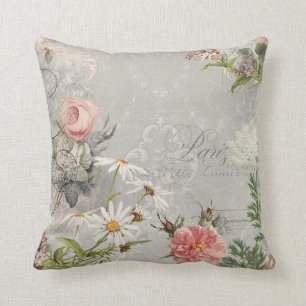 Spring Paris  Floral Gray Ephemera Damask Kussen
