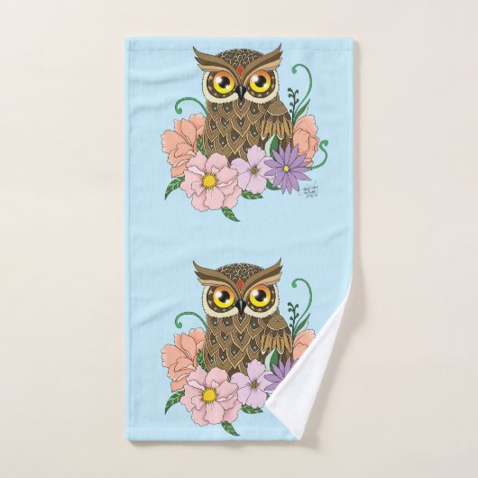 Spring Pastel Bloemen Uil Bad Handdoek (Handdoek)
