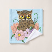 Spring Pastel Bloemen Uil Bad Handdoek (Wasdoekje)