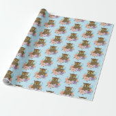 Spring Pastel Bloemen Uil Cadeaupapier (Uitgerold)