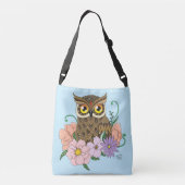 Spring Pastel Bloemen Uil Crossbody Tas (Achterkant)