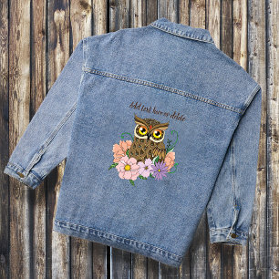 Spring Pastel Bloemen Uil Denim Jacket