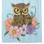 Spring Pastel Bloemen Uil Douchegordijn (Voorkant)