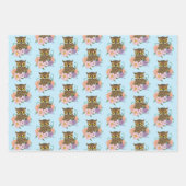 Spring Pastel Bloemen Uil Inpakpapier Vel (Voorkant 3)