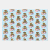 Spring Pastel Bloemen Uil Inpakpapier Vel (Voorkant 2)