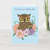 Spring Pastel Bloemen Uil Kaart (Voorkant)