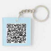 Spring Pastel Bloemen Uil QR code Sleutelhanger (Achterkant)