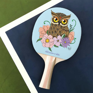 Spring Pastel Bloemen Uil Tafeltennisbatje