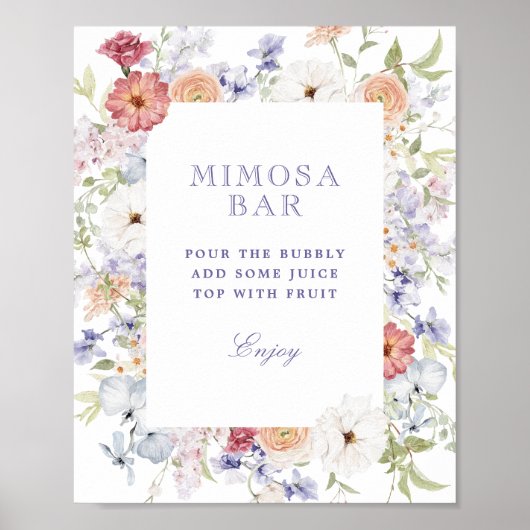Spring Pastel Bloemen Vrijgezellenfeest Mimosa Bar Poster (Voorkant)