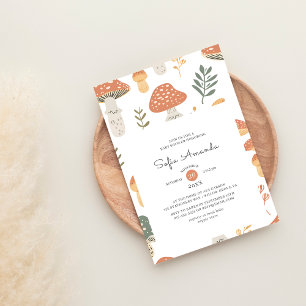 Spring Pastel Cottagecore Mushroom Baby shower Kaart