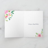 Spring pastel floral waterverf verjaardagsscript kaart (Binnen)