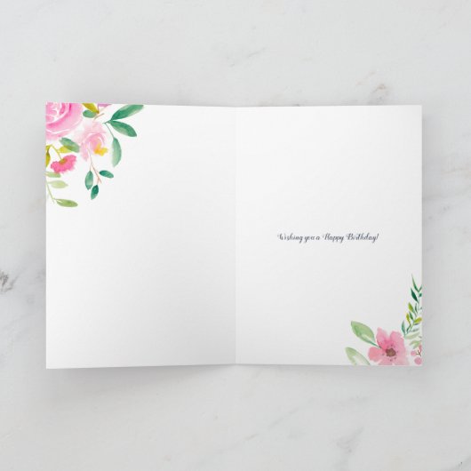 Spring pastel floral waterverf verjaardagsscript kaart (Binnen)