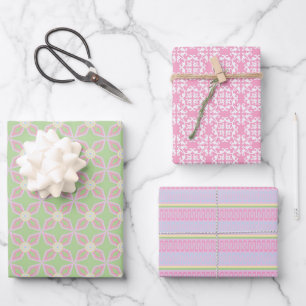 Spring Pastel Kleuren Patronen Pasen Zoet Cadeau Inpakpapier Vel