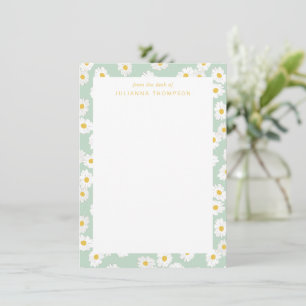 Spring Pastel Sage Daisies Personalized Desk Name Notitiekaartje
