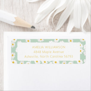 Spring Pastel Sage Groene Daisies Retouradres Etiket