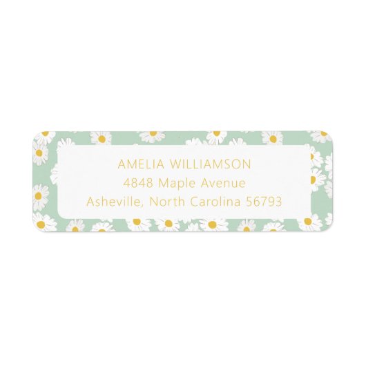 Spring Pastel Sage Groene Daisies Retouradres Etiket (Voorkant)