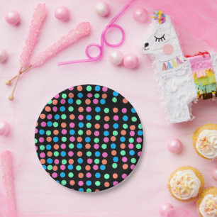 Spring Pastel vlekken op zwart Papieren Bordje