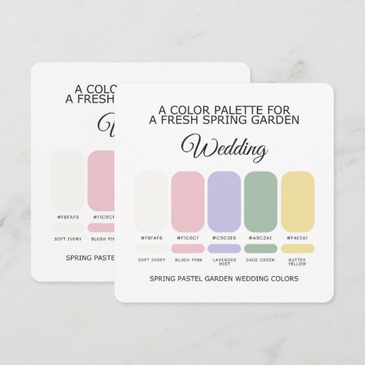 Spring Pastel Wedding Color Palette Card Kaart (Voorkant / Achterkant)