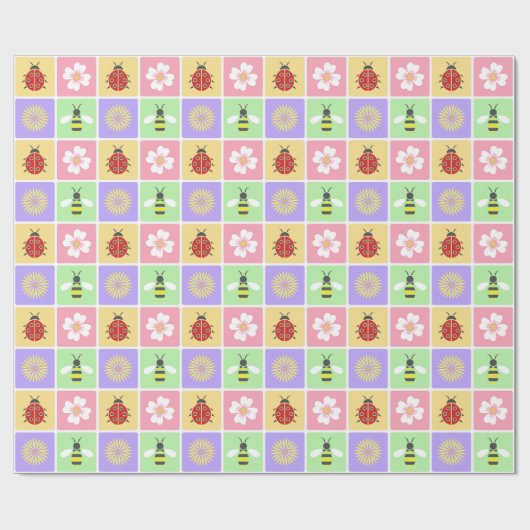 Spring Patches Verpakpapier Cadeaupapier (Vlak)
