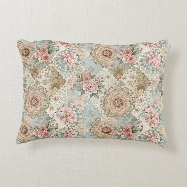 Spring Patchwork Naadloos patroon Accent Kussen (Achterkant)