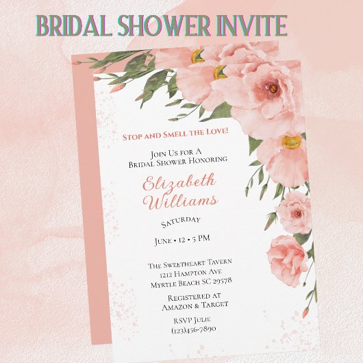 Spring Peach Floral Vrijgezellenfeest Kaart