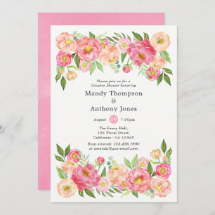 Spring Peony Flower Couples Shower Kaart