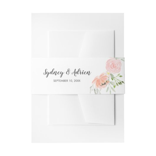 Spring Peony Wedding Invitation Belly Band Uitnodigingen Wikkel (Voorkant Voorbeeld)