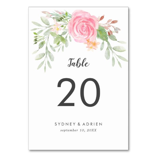 Spring Peony Wedding Table Numbers Kaart (Voorkant)