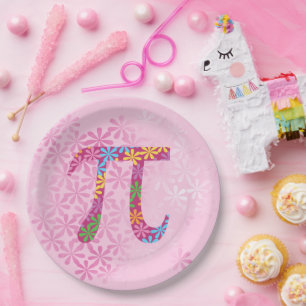 Spring Pi © Bloemrijke kleurrijke Pi Symbol Paper  Papieren Bordje