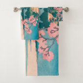 Spring Picnic onder Cherry Tree Flowers Mount Fuji Bad Handdoek (Insitu)