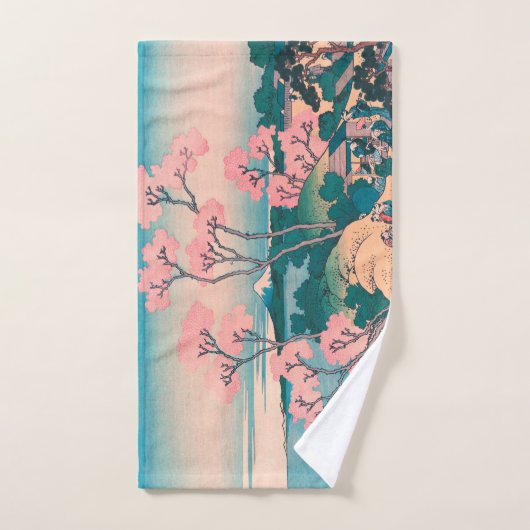 Spring Picnic onder Cherry Tree Flowers Mount Fuji Bad Handdoek (Handdoek)