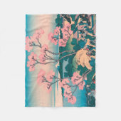 Spring Picnic onder Cherry Tree Flowers Mount Fuji Fleece Deken (Voorkant)