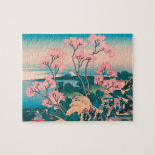 Spring Picnic onder Cherry Tree Flowers Mount Fuji Legpuzzel