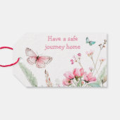 Spring Pink Butterfly Floral Baby shower Cadeaulabel (Achterkant Horizontaal)