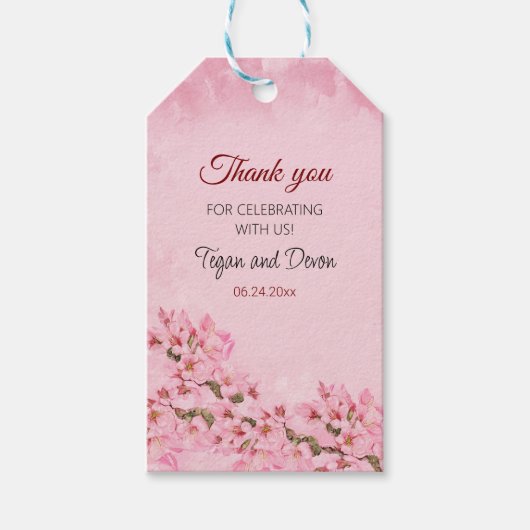 Spring Pink Cherry Blossoms Cadeaulabel (Voorkant)