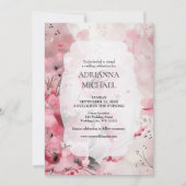 Spring Pink Floral Wedding Invitation (Devant)