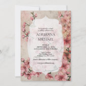 Spring Pink Floral Wedding Invitation (Devant)