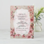 Spring Pink Floral Wedding Invitation (Debout devant)