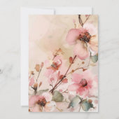 Spring Pink Floral Wedding Invitation Kaart (Achterkant)