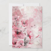 Spring Pink Floral Wedding Invitation Kaart (Achterkant)