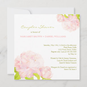 Spring Pink Peony Wedding Couples Shower Kaart