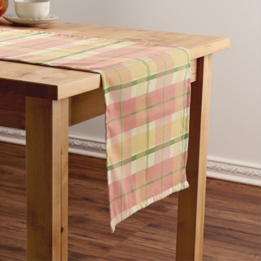 Spring Pink Plaid Table Runner Korte Tafelloper (Voorbeeld)