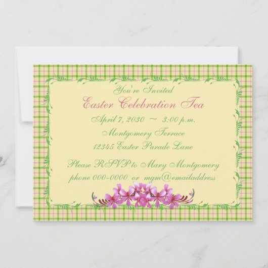 Spring Pinks en Teapot Easter Tea Kaart (Achterkant)