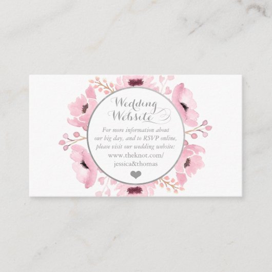 Spring Pinks Waterverf Floral Wedding Collectie Informatiekaartje (Voorkant)