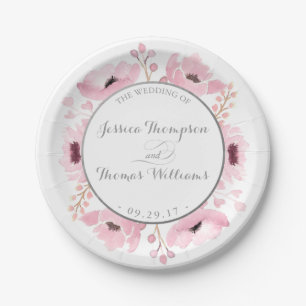Spring Pinks Waterverf Floral Wedding Collectie Papieren Bordje