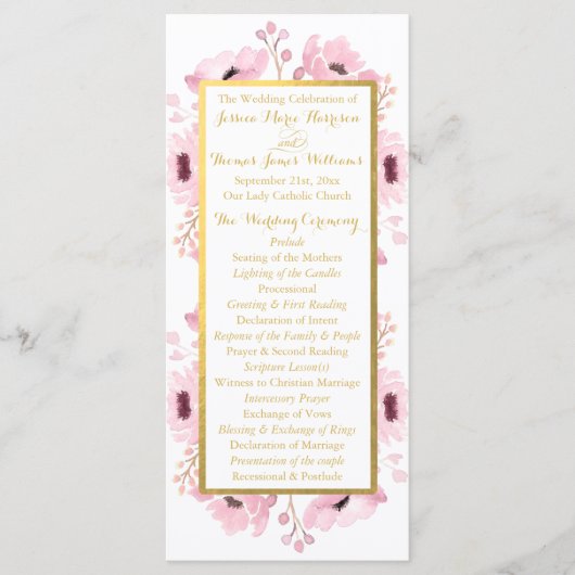 Spring Pinks Waterverf Floral Wedding Collectie Programma (Voorkant)