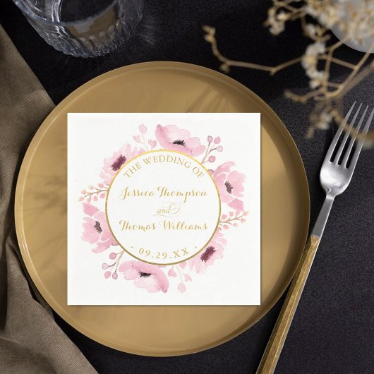 Spring Pinks Waterverf Floral Wedding Collectie Servetten