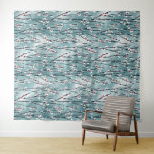 Spring Plum Blossom Floral Pattern Wandkleed (In Situ (horizontaal))