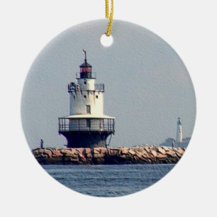 Spring Point Light en Portland Head Light Keramisch Ornament